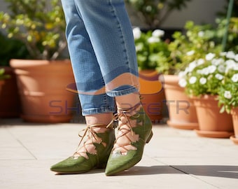 Scarpe da elfo in similpelle: stivali verdi rinascimentali per cosplay