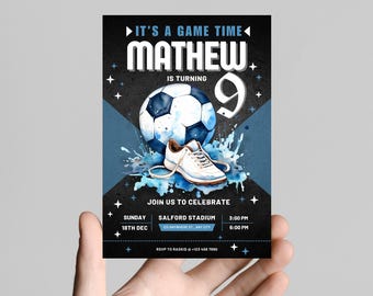 Editable Soccer Birthday Invitation Template Printable Birthday Party Invitations Digital Kids Party Invite Editable Soccer Birthday Invite