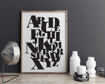 Printable Wall Art - Typography Print - Alphabet Poster - Digital Download - Font - Art Print - Printable - Wall Art - Nursery Art - Poster