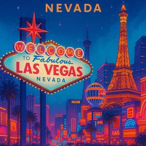 Poster formato A4 | Las Vegas,Nevada USA | Stampa artistica su carta fotografica premium | Opzione con cornice