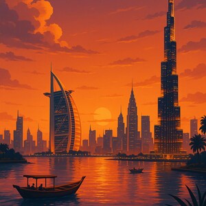 Poster formato A4 | Dubai,Emirati Arabi | Stampa artistica su carta fotografica premium | Opzione con cornice