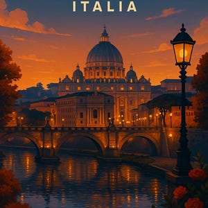 Poster formato A4 | Roma,Italia | Stampa artistica su carta fotografica premium | Opzione con cornice