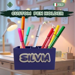 Portapenne Personalizzato 3D Stampato, Organizer Scrivania con Nome, Decorazione Ufficio, Porta Penne Multifunzionale, Idea Regalo Originale