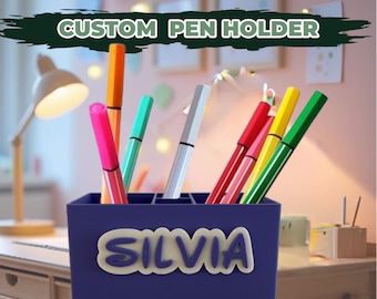 Porte-stylo personnalisé imprimé en 3D, Organiseur de bureau, Nom personnalisé