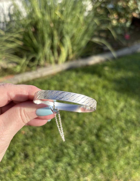 Vintage Solid Sterling Silver Birmingham Bangle H… - image 9