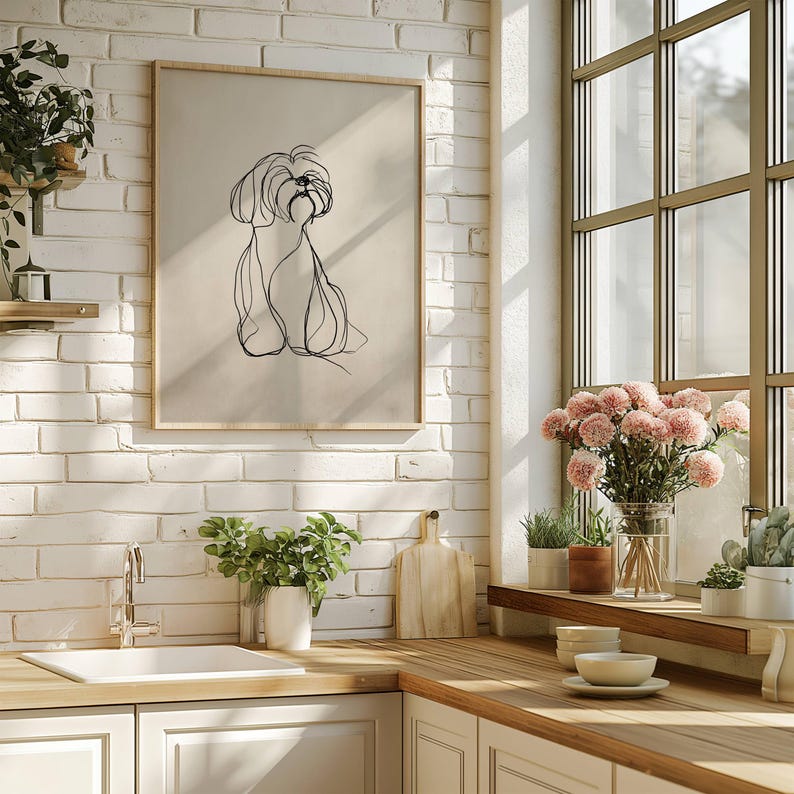 Shih Tzu Dog Line Art | Vintage Dog Print | Wall Decoration | Animal Illustration | Dog Art for Dog Lovers | Dog Sketch | Dog Art image 5