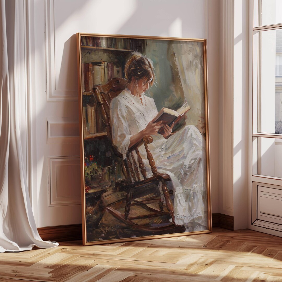 Antique Portrait Woman Reading | Vintage Art Print | Earth Tones ...