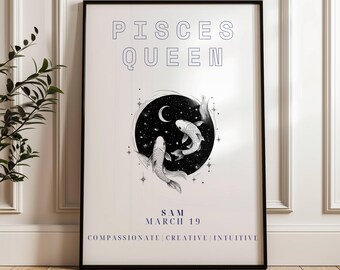 Pisces Zodiac Sign Personalized Print Gift,Custom Star Sign Print, Pisces Sign Astrology, Pisces Print, Zodiac Sign Fish, Astrology Print