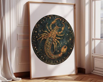 Scorpio Zodiac Astrology Art Print | Water Star Sign | October Birthday | November Birthday | Scorpio birthdaym| Zodiac art | Scorpio season