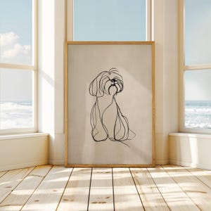 Shih Tzu Dog Line Art | Vintage Dog Print | Wall Decoration | Animal Illustration | Dog Art for Dog Lovers | Dog Sketch | Dog Art image 3