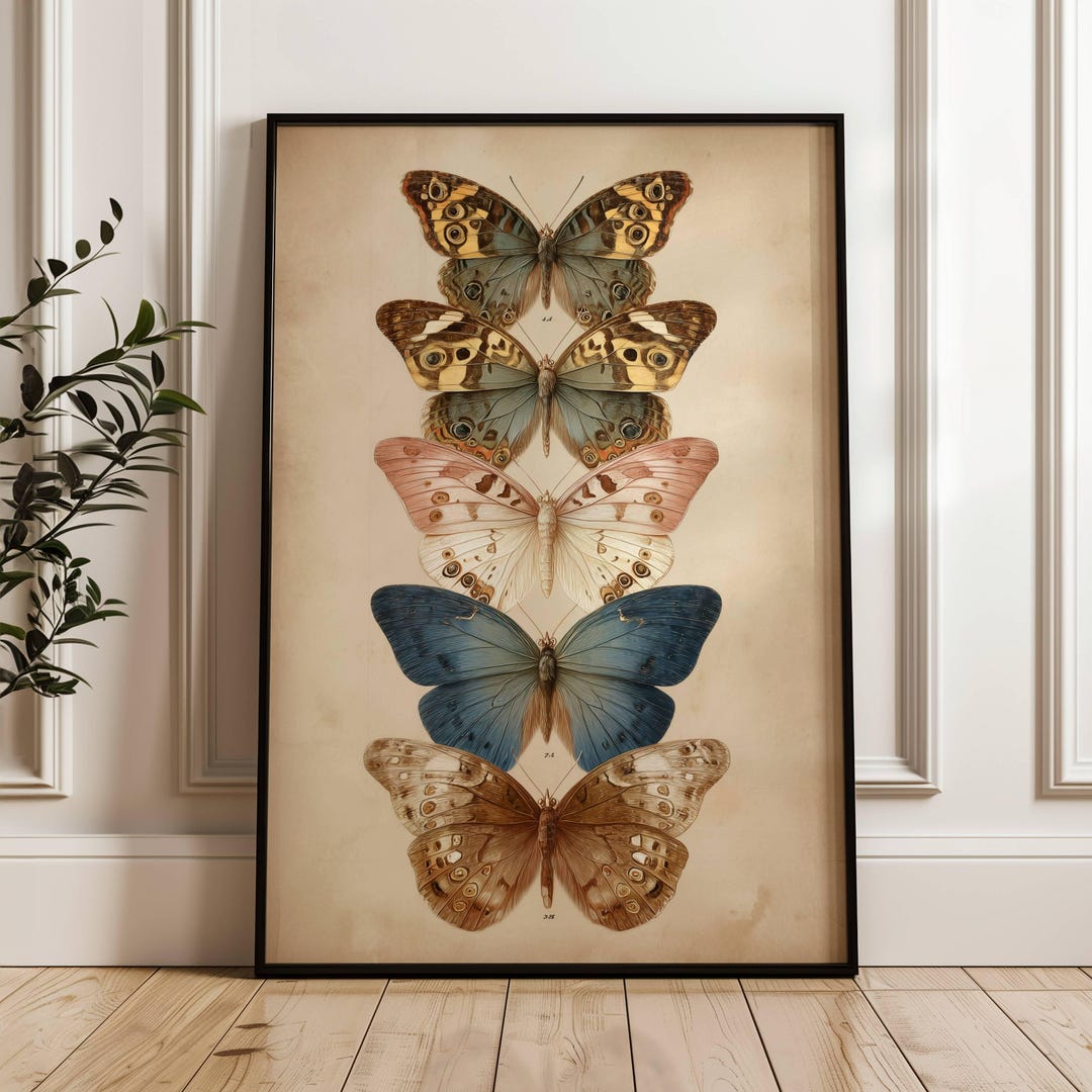 Vintage Butterfly Print | Dark Moody Insect Insect Wall Art ...