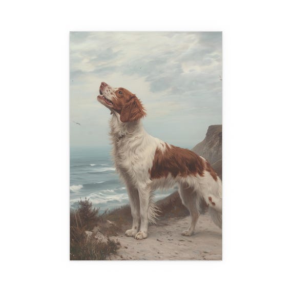 アンティーク犬の絵画 | 海岸沿いの犬のプリント | ヴィンテージ犬の 