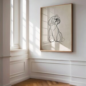 Shih Tzu Dog Line Art | Vintage Dog Print | Wall Decoration | Animal Illustration | Dog Art for Dog Lovers | Dog Sketch | Dog Art image 2