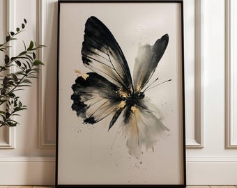 Abstract Butterfly Painting | Luxury Neutral Wall Art | Contemporary Gallery Print | Organic Modern Decor | Nature Inspired Artwork