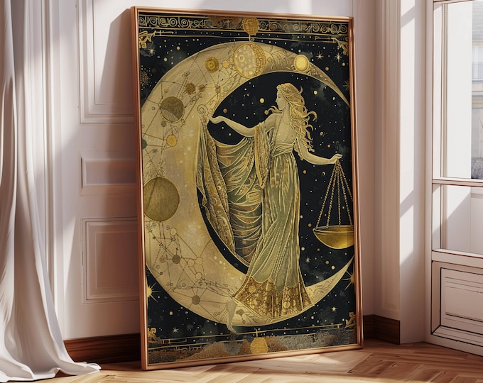 Libra Zodiac Astrology Art Print, Air Star Sign, Libra birthday, Zodiac art, Libra season, September Birthday, October Birthday, Astrology