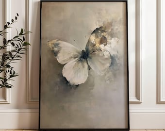 Butterfly Wall Art | Abstract Art Print | Neutral Wall Decor | Contemporary Artwork | Modern Decor | Nature Inspired Art | Minimalist Art