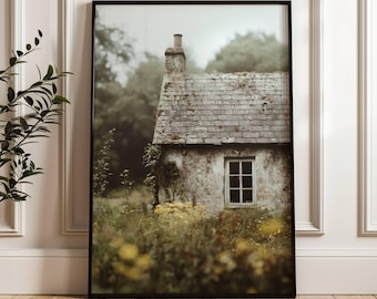 Rustic English Cottage In Garden| Cottage Garden Wall Art | Cottagecore Decor | Farmhouse Kitchen Print | Rustic English Summer Countryside