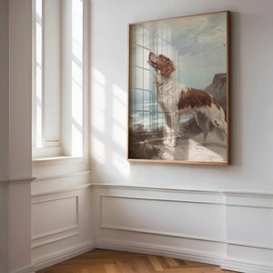 Antique Dog Painting | Coastal Dog Print | Vintage Dog Print | Wall Decoration For Kitchen | Animal Illustration | Animal Wall Art