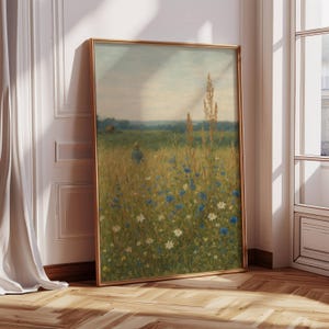 Romantic Meadow Print, Nature Wall Art, Vintage Landscape Print, Floral Home Decor, Farm House Wall Decor, Botanical Garden Illustration