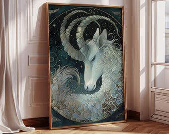 Capricorn Zodiac Astrology Art Print, Earth Star Sign, Capricorn birthday, Zodiac Art, Capricorn season, December Birthday, January Birthday