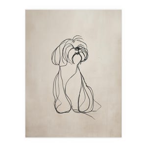Shih Tzu Dog Line Art | Vintage Dog Print | Wall Decoration | Animal Illustration | Dog Art for Dog Lovers | Dog Sketch | Dog Art image 7