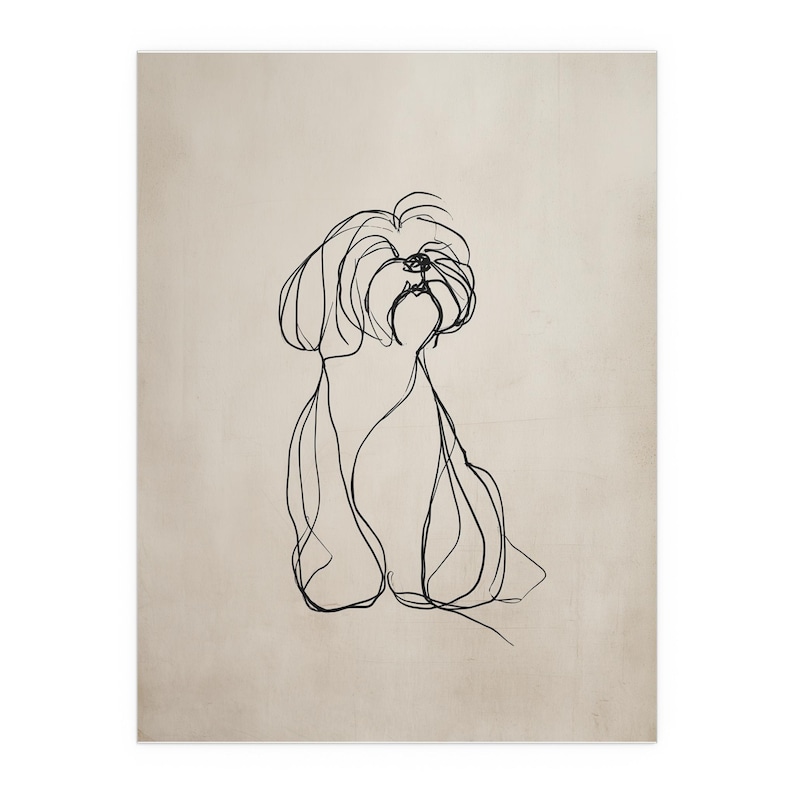 Shih Tzu Dog Line Art | Vintage Dog Print | Wall Decoration | Animal Illustration | Dog Art for Dog Lovers | Dog Sketch | Dog Art image 7