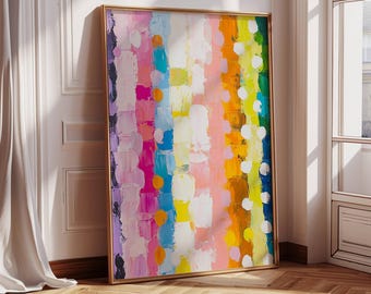 Colourful Abstract Painting | Wall Decoration | Trendy Bedroom Print | Home Wall Decor | Gift Idea | Preppy Art