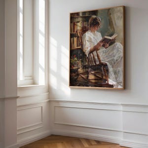 Antique Portrait Woman Reading | Vintage Art Print | Earth Tones | Vintage European | Bedroom Wall Decor | Antique Style Print