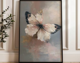 Abstract Butterfly Wall Art | Neutral Modern Decor | Contemporary Nature Print | Minimalist Gallery Wall Art | Luxury Home Decor