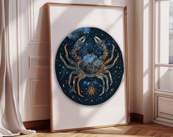 Cancer Zodiac Astrology Art Print | Water Star Sign | Astrology poster | Cancer season | June Birthday | July Birthday | Cancer Sign