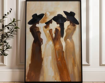 Modern Neutral African Art | Modern Abstract Afrocentric | Strong Independent Friends | African Home Decor | Ethic Art Print | Boho Afro
