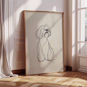 Shih Tzu Dog Line Art | Vintage Dog Print | Wall Decoration | Animal Illustration | Dog Art for Dog Lovers | Dog Sketch | Dog Art image 6