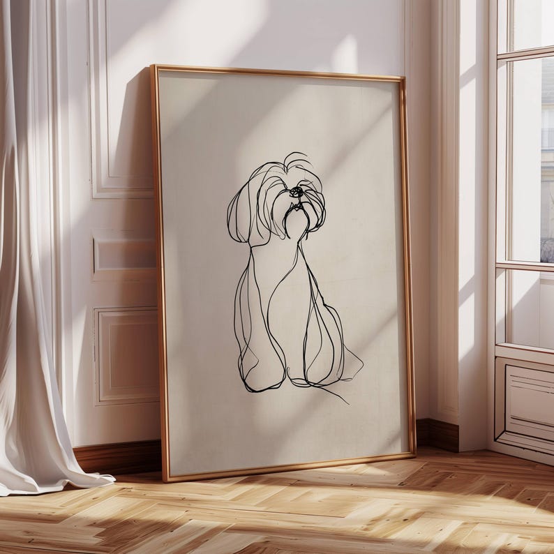 Shih Tzu Dog Line Art | Vintage Dog Print | Wall Decoration | Animal Illustration | Dog Art for Dog Lovers | Dog Sketch | Dog Art image 6