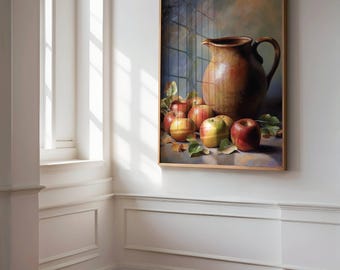 Landhaus Poster | Vintage Gemälde | Apfelstilleben | Wohnzimmer Wand Dekor | Landhaus Dekor