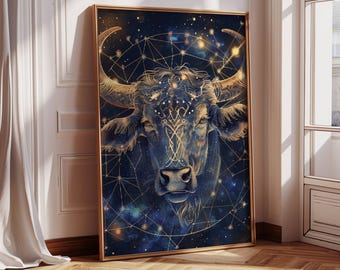 Impresión artística de astrología del zodíaco Tauro / Signo de la Tierra / Cumpleaños de abril / Cumpleaños de mayo / Cumpleaños de Tauro / Póster de astrología / Temporada de Tauro