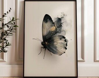 Modern Butterfly Art Print | Neutral Wall Decor | Abstract Nature Artwork | Contemporary Home Decor | Minimalist Wall Art