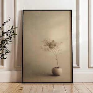 Olive Tree in Pot | Vintage Olives | Vintage Cottagecore Art | Living Room Decor | Muted Digital Art | Neutral Tone | Vintage Pottery