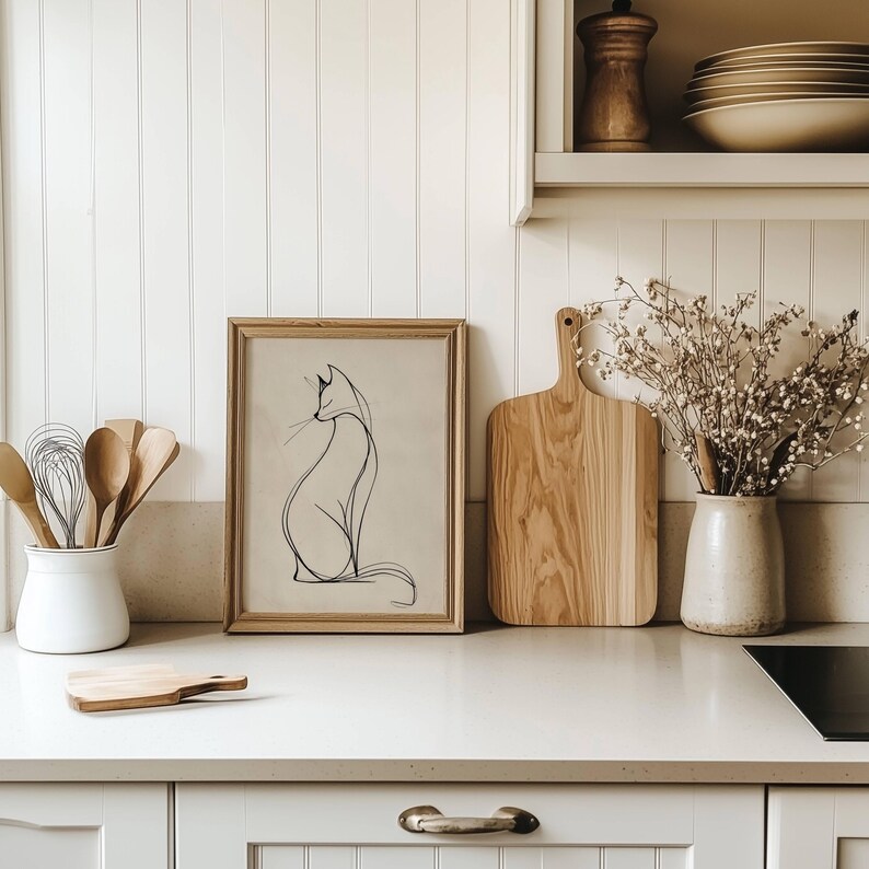 Persian Cat Line Art Vintage Cat Print Wall Decoration Animal persian-cat-line-art-vintage-cat-print-wall-decoration-animal