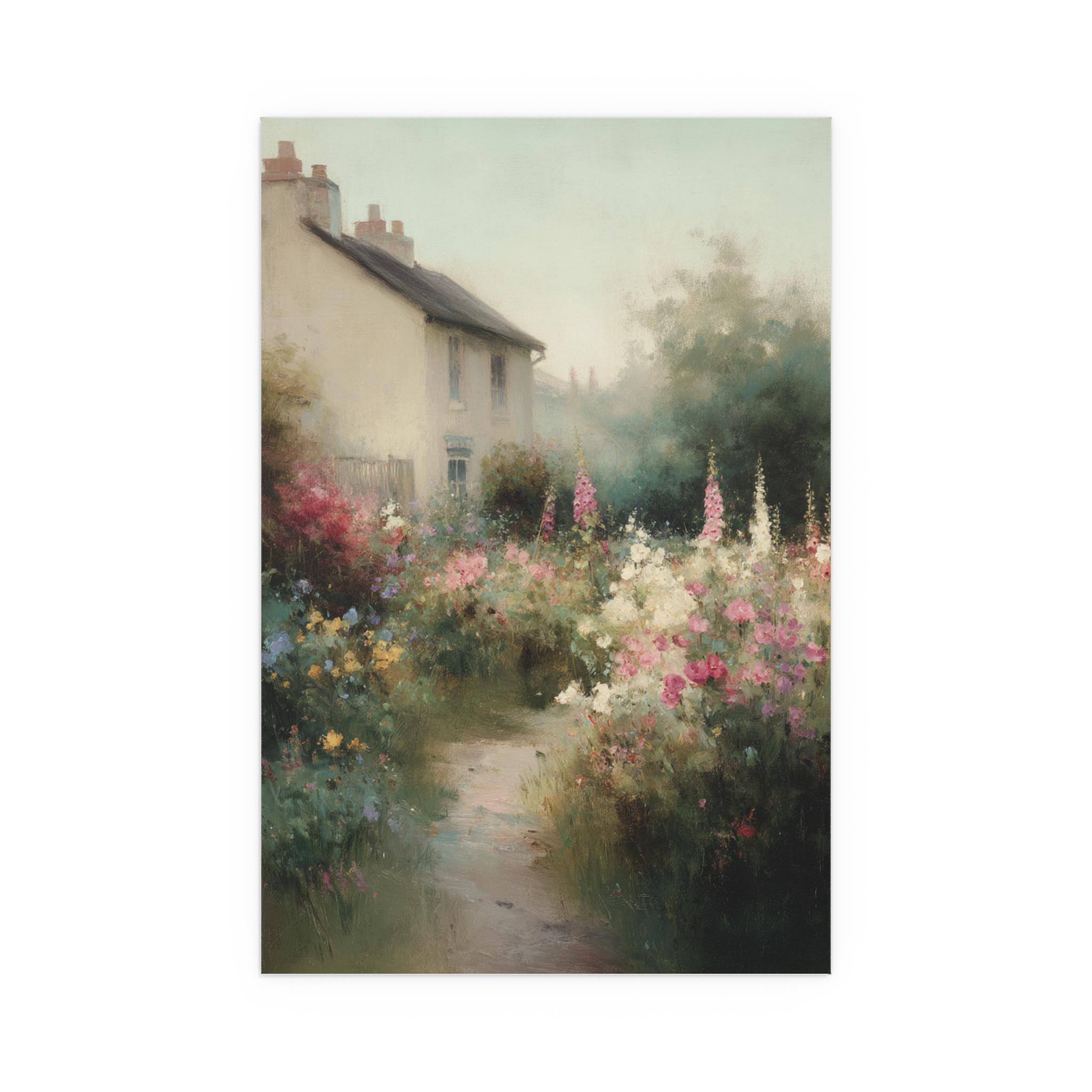 Vintage English Cottage | Cottage Garden Wall Art | Spring Landscape ...