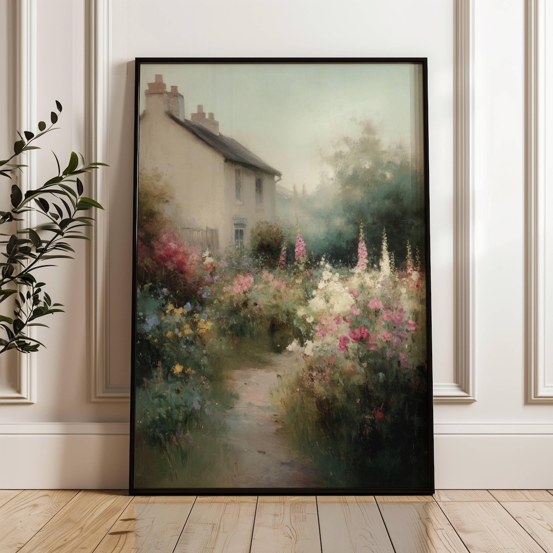 Vintage English Cottage | Cottage Garden Wall Art | Spring Landscape ...