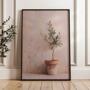 Olive Tree in Terracotta Vase | Vintage Olives | Vintage Cottagecore Art | Living Room Decor | Muted Digital Art | Vintage Pottery