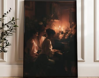 Victorian Woman Playing Piano Art Print | Vintage Art | Music Decor | Victorian Artwork | Elegant Feminine Wall Decor | Music Lover Gift