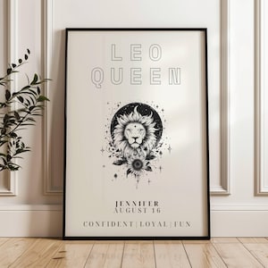 Leo Zodiac Personalized Poster Gift, Custom Star Sign Print, Astrology Home Decor Gifts, Gift For Her, Leo Star Sign Gift, Astrology Print