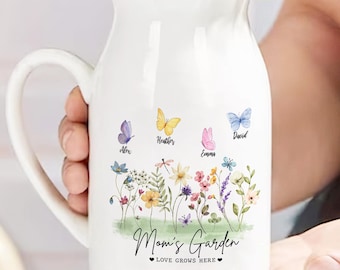 Personalized Flowers Vase for Mom, Custom Flowers Vases Gift for Mom, Unique Christmas Gift for Mom, Gifts for Mom, Gift for Grandma