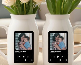 Custom Photo Flower Vase Gift for Mom, Christmas Gifts Mom, Mother's Day Gift for Mom, Ceramic Flower Vase Gift for Nana