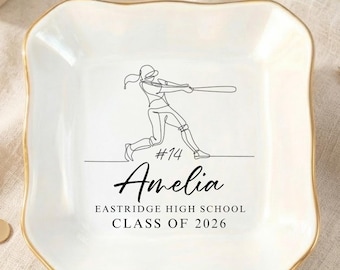 Custom Softball Senior Ring Dish Gift: Senior Night Jewelry Dish Keepsake