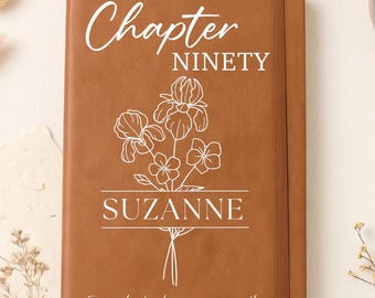 Personalized 90th Birthday Journal Chapter 90 Birth Flower Keepsake