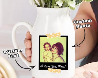Custom Photo Flower Vase Gift for Mom, Christmas Gifts Mom, Mother's Day Gift for Mom, Ceramic Flower Vase Gift for Nana
