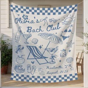 Beach Bachelorette Banner, Coastal Bachelorette Party Tapestry, Custom Bachelorette Photo Backdrop, Personalized Bachelorette Party Favors