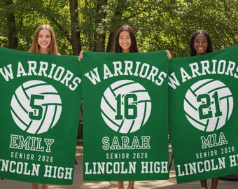 Volleyball Senior Blanket with Name and Number, Custom Name Blanket, Volleyball Blanket, Volleyball Team Gift, Volleyball Gift